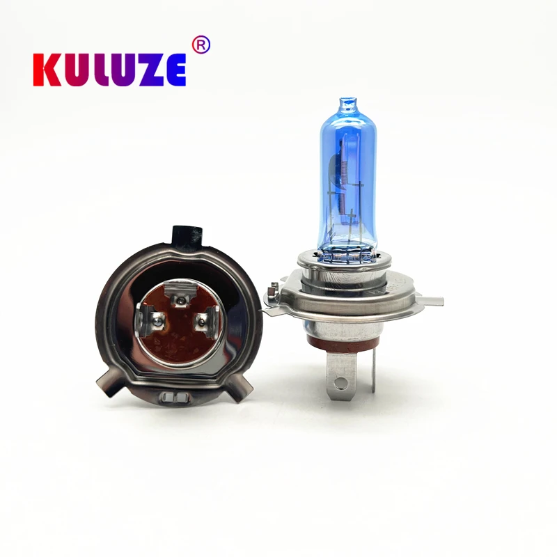 KULUZE 2개 H4 크리스탈 슈퍼 화이트 할로겐 전구 55W 하이 로우 램프 자동차 헤드 램프 라이트 자동차 스타일링 자동차 조명