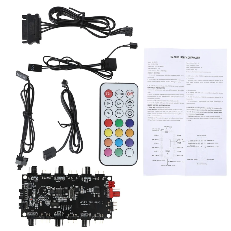 

2in1 PWM & ARGB Controller Hub 8 Ports 12V 4Pin Fan 5V 3Pin Wireless 5V RGB