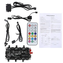2in1 PWM & ARGB Controller Hub 8 Ports 12V 4Pin Fan 5V 3Pin Wireless 5V RGB