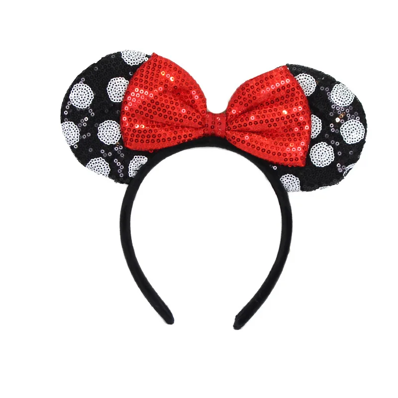 Disney Bow Round Ears Hair Hoop Cartoon Amusement Park Headpiece Hair Clip Hoop Wave Light up Film