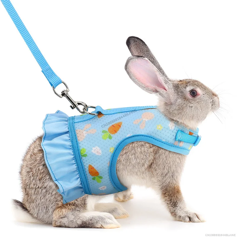 Rabbit Harness with Leash Cute Adjustable Buckle Breathable Mesh Vest Skirt for Bunny Guinea Pig Small Pet Traction Harness Suit pet harness rabbit harness and leash set rabbit harness set small pet leash