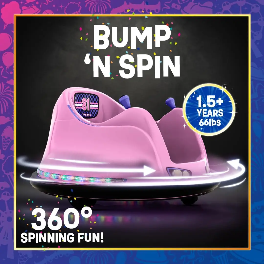 FunPark 6V Bumper Car for Toddlers, Electric Toddler Ride On Toys for Kids, Baby, Ages 1.5-4 Years, LED Lights, 360 Degree Spin