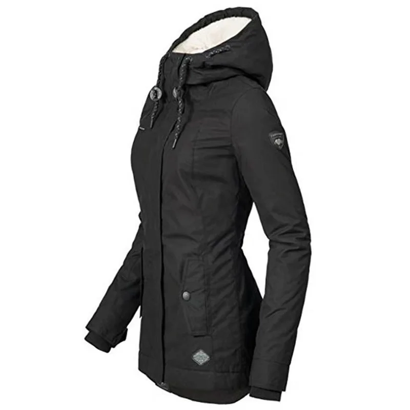 Women Winter Fashion Elegant Long-sleeve Casual Warm Jackets Hoodie Harajuku Parkas Pie Overcoming Cotton Coat Plus Size Clothes