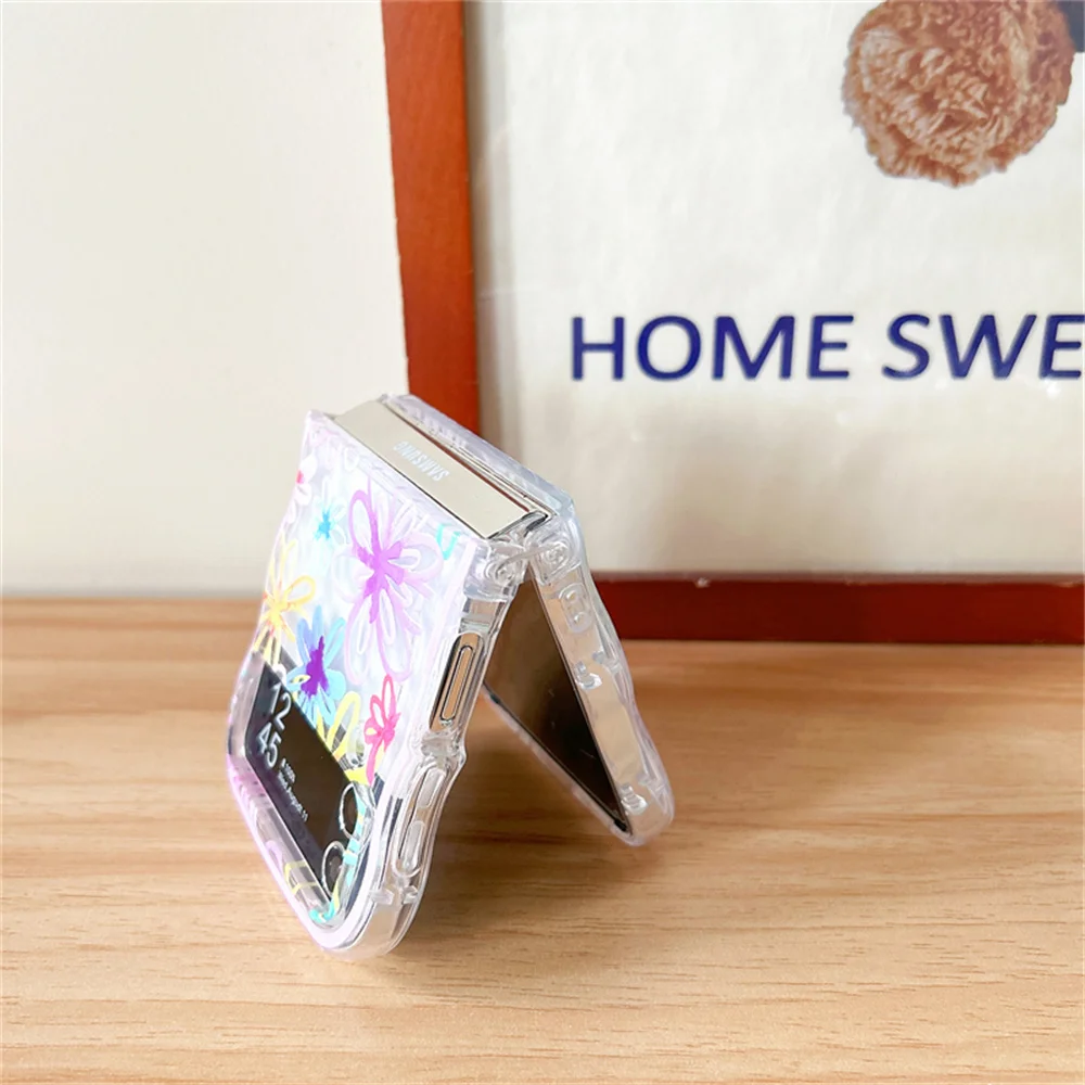 Cartoon Colorful Flower Transparent Wavy Painting Luxury Phone Case