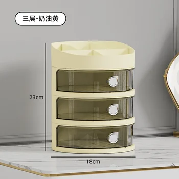 Rotate Cosmetics and Skincare Storage Box Large Capacity Circular Plastic Sorting Box Lipstick Face Mold Eye Cream Storage Box - Thumbnail 6