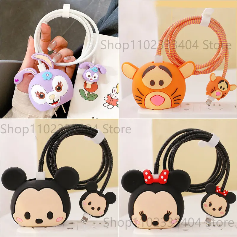 20W Mickey Minnie Stitch Anti-breaking Cartoon Apple Data Cable Protective Case Mobile Phone Charger Winding USB Cable Protector
