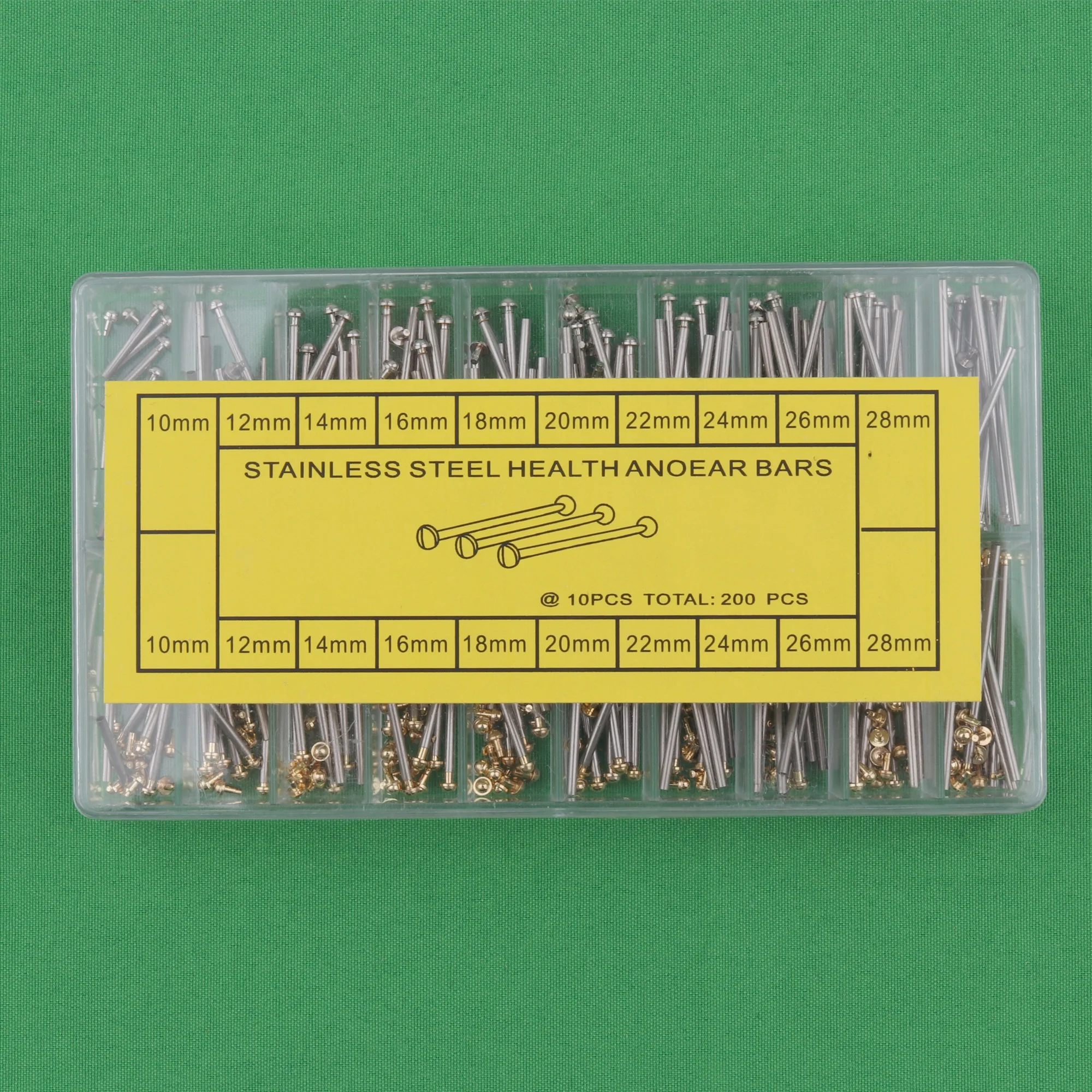 

200pcs stainless steel burkle spring bar split pin, silvery and golden tight nail, watch chain screw, watch bolt, ear rod,
