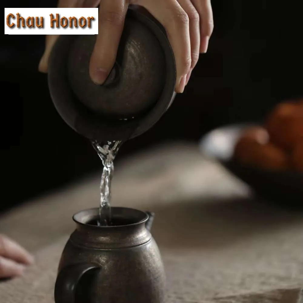 200ml Chinese Iron Rust Glazed Tea Pitcher Japanese Thin Tire Coarse Pottery Cha Hai Justice Cup Coffee Cafes Accessories Gifts