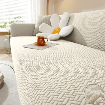 Copridivano elastico jacquard per soggiorno Copridivano elasticizzato in pile polare Protezione per poltrona Divano a forma di L 1/2/3/4 posti Casa 1