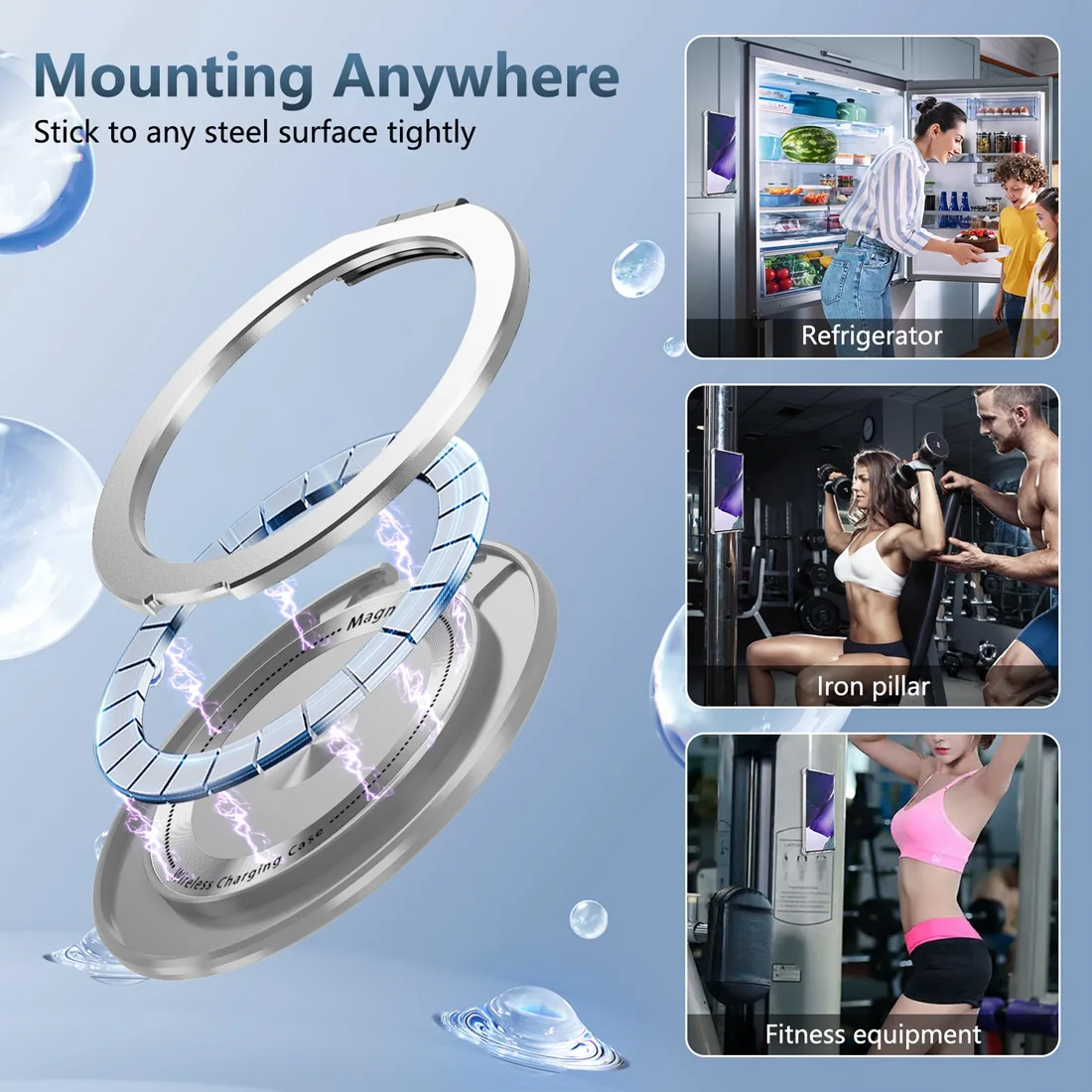 Clear Phone Case with 360° Rotating Ring and Magnetic Kickstand
