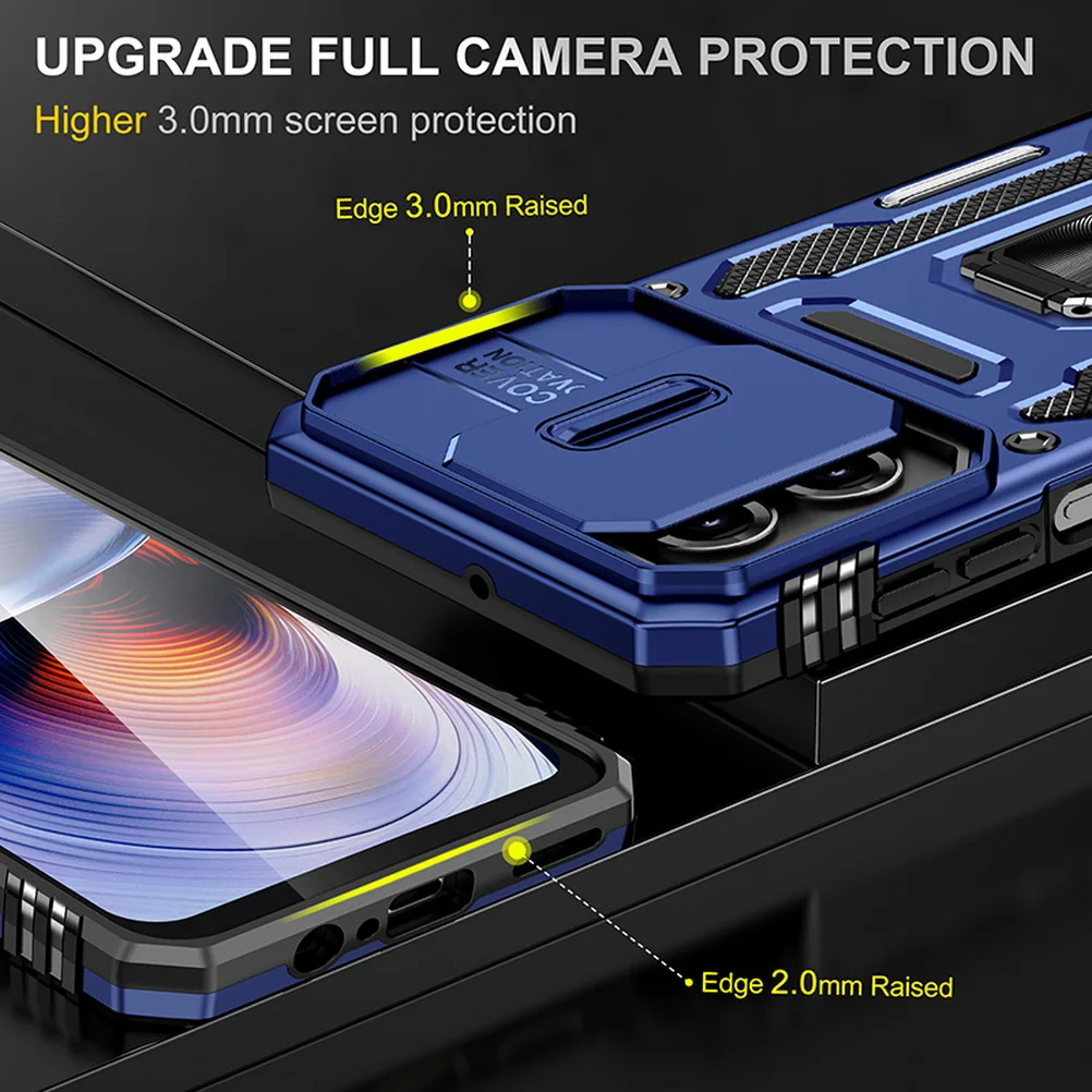 Enhanced Protective Case with Sliding Camera Cover and Metal Ring Stand