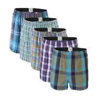 5 pièces/lot Boxer hommes mince sous-vêtements d'été coton homme grande taille court respirant Plaid Flexible Shorts Boxer mâle caleçon 1