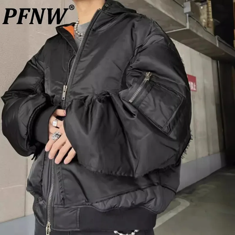 ジャケット・アウター SIMPLE PROJECT FurCollarMA-1BomberJacket PFNW Winter New Black Cotton-padded High Street Fashion