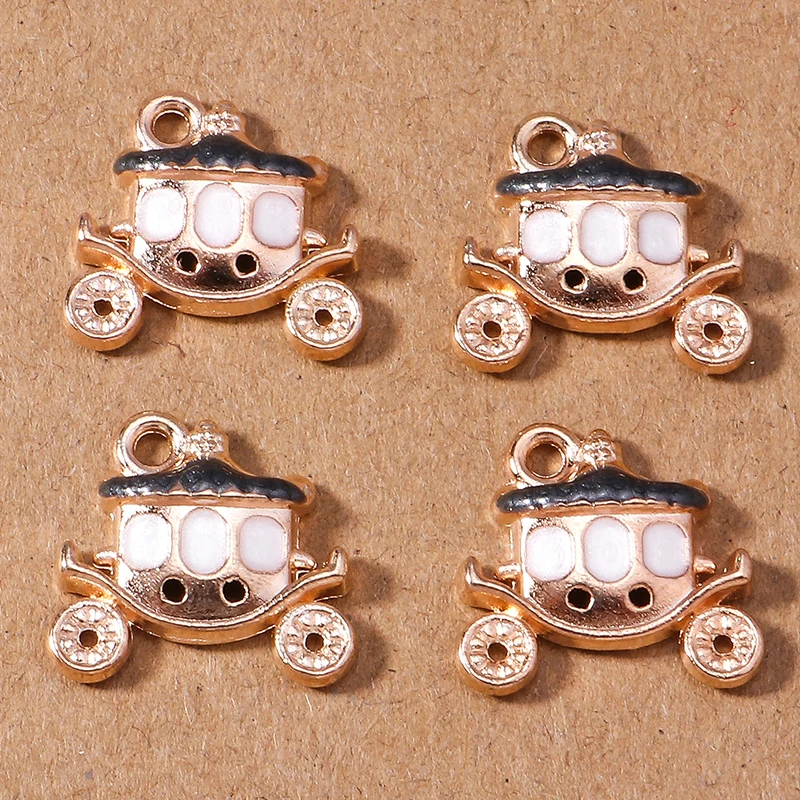 10pcs 15*14mm Enamel Pumpkin Carriage Pendant Charm for Jewelry Making Earrings Necklace DIY Bracelet Accessories Supplies