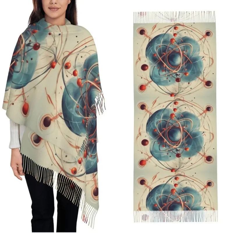 

Atoms At Work Chemistry Shawl Wrap For Ladies Winter Warm Large Soft Scarf Neckerchief Tassel Scarves