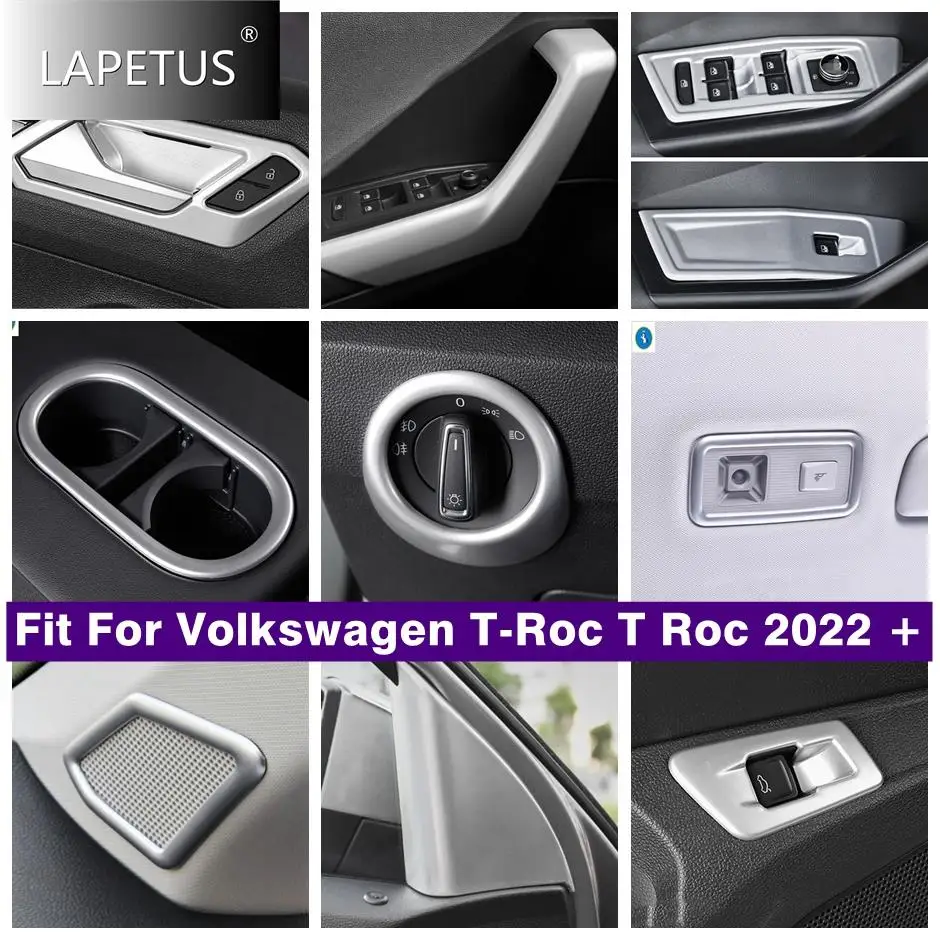 

Pillar A Speaker / Gear Box / Water Cup / Lights Control Panel Cover Trim Fit For VW T-Roc T Roc 2022 2023 Car Matte Accessories
