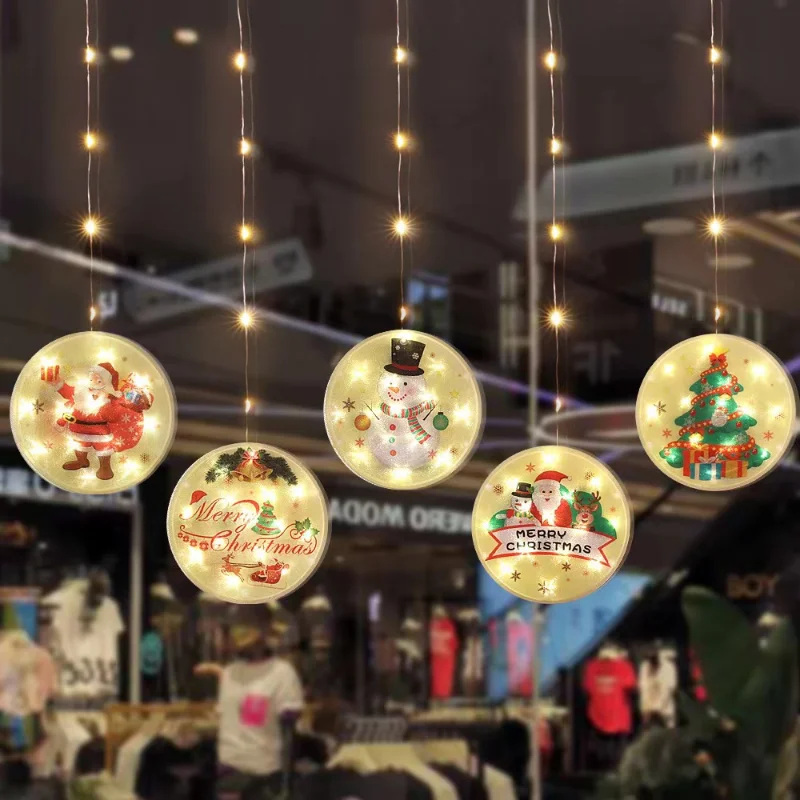 

Christmas Decoration Lighted Window Hanging Decor Xmas Lights with Suction Cup Hook for Christmas Party Showcase Window Home