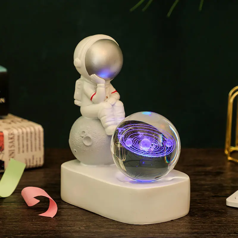 

Homhi Astronauts Night Light Led Decoration Room Lamp Practical Birthday Gift Valentine's Day Crystal Ball Veilleuse HNL-200