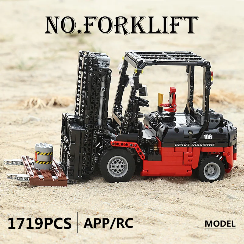 MOULD KING 13106 Technical Model Kits MOC-3681 City Engineering Vehicles RC Forklift Truck Toy for Kids Birthday Gift