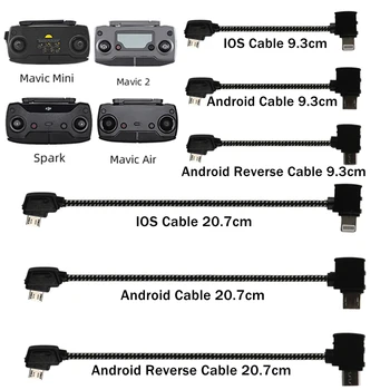 DJI Mavic Pro 미니 SE 에어 2 Pro용 데이터 케이블, 줌 스파크 드론 원격 컨트롤러, 태블릿 휴대폰 C타입 마이크로 USB IOS 케이블