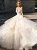 Gorgeous Wedding Dresses A-Line Tulle Tiered Bridal Gowns Lace Appliques Floor Length Robes Vestidos De Novia 2025 Customized 4