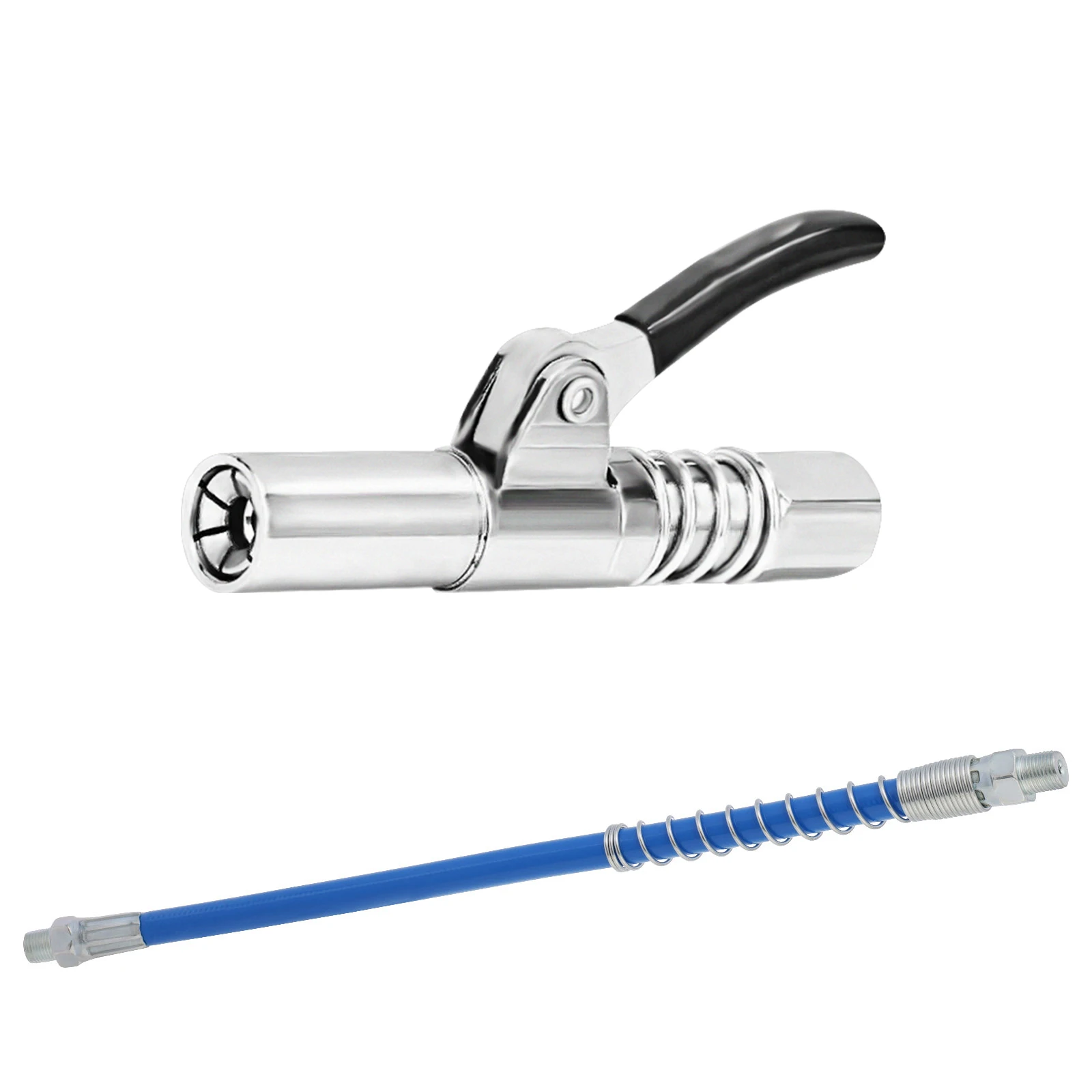 Grease Gun Coupler 10000 PSI Quick Locking and Release with 11.8 Inch Grease Coupler Hose for Standard 1/8" NPT Guns