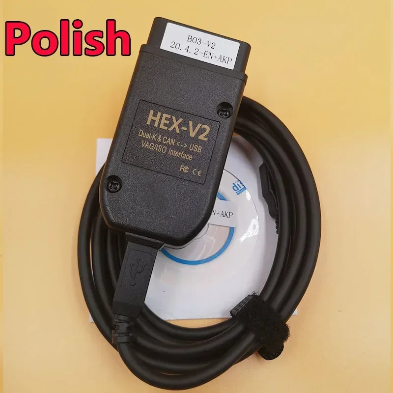 VCDS HEX V2 Interface VAG COM 23.10 VAG COM 23.3 FOR VW AUDI Skoda Seat VCDS 23.3 English +VCDS Polish