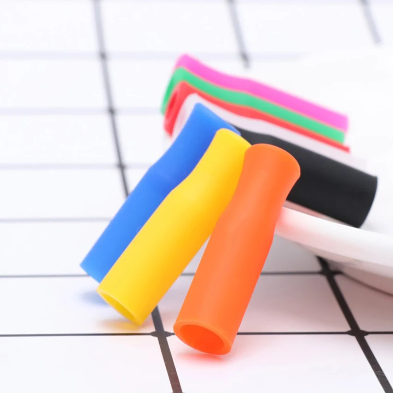 20pcs Caps Anti Burn Teeth Protector Bar Reusable Stainless Steel Straw Food Grade Silicone Tip No Rattle Cover Wine Accessories