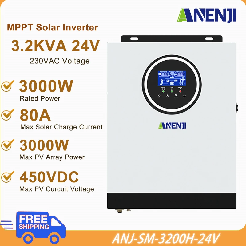 Inverter Solare Ibrido 3Kw 3000W Onda Sinusoidale Pura 24V 220V Inverter Fotovoltaico Off Grid Inverter 80A Mppt Regolatore Di Carica Solare