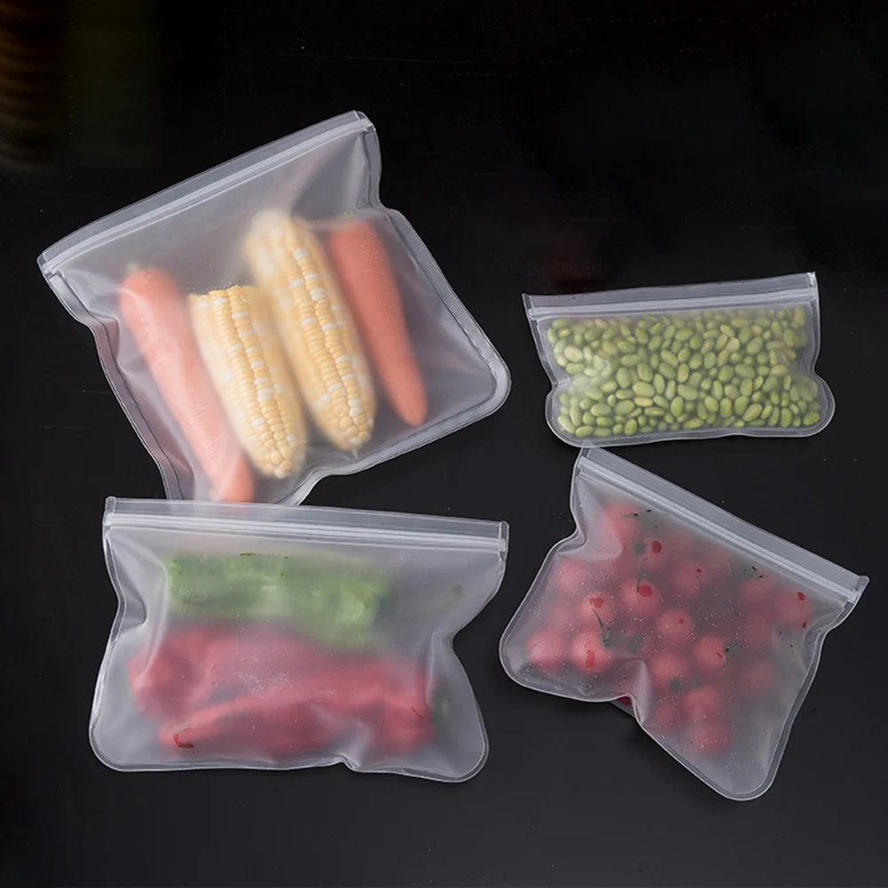 Silicone Food Storage  Containers reusable zip shut bag fresh wrap leak proof 