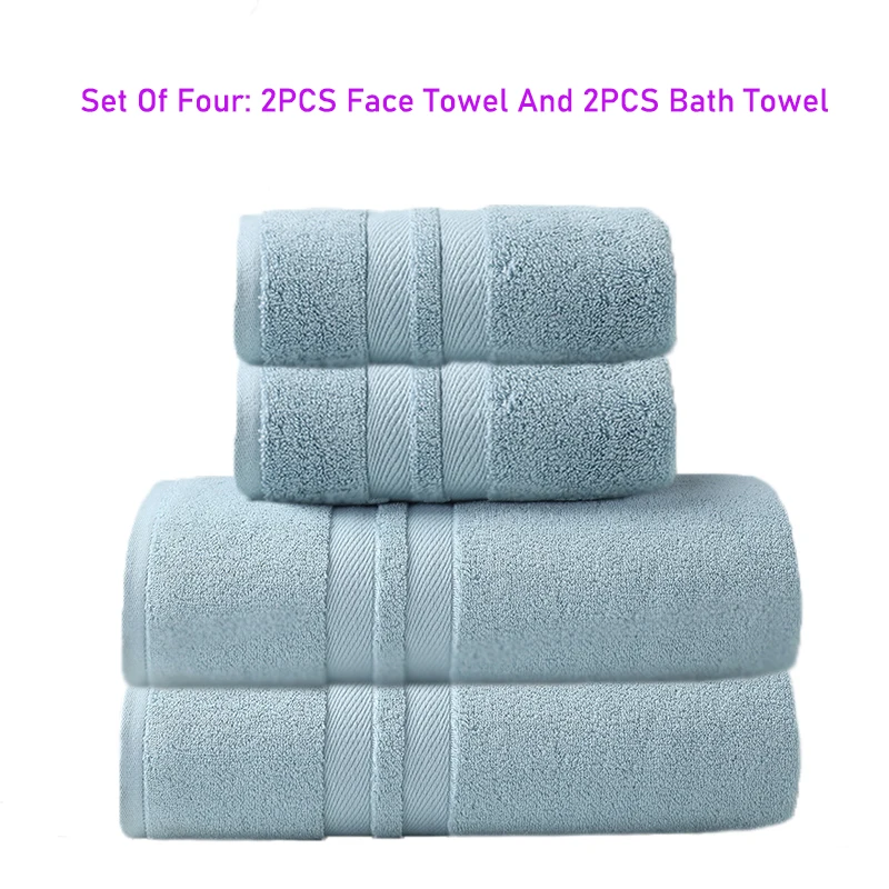 2/4/6PCS Bathroom Face Towel Set Men Grey 100% Cotton Premium