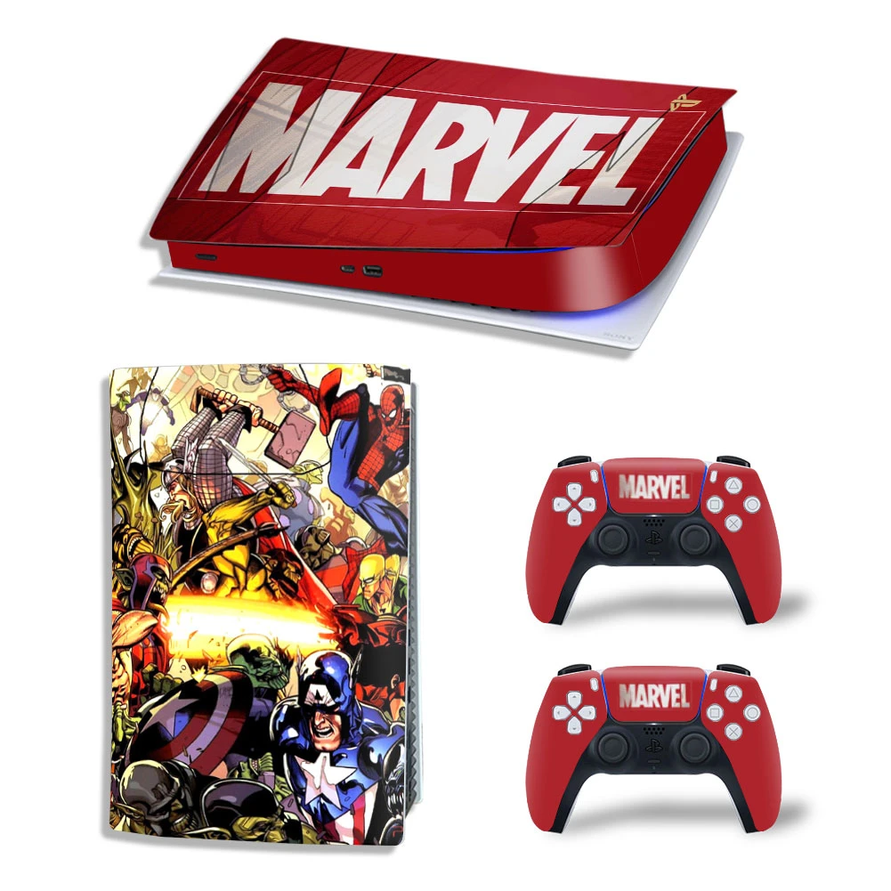 Marvel Iron Man PS5 Digital Edition Skin Sticker Decal Cover for PlayStation 5 Console and 2 Controllers PS5 Skin Sticker Vinyl