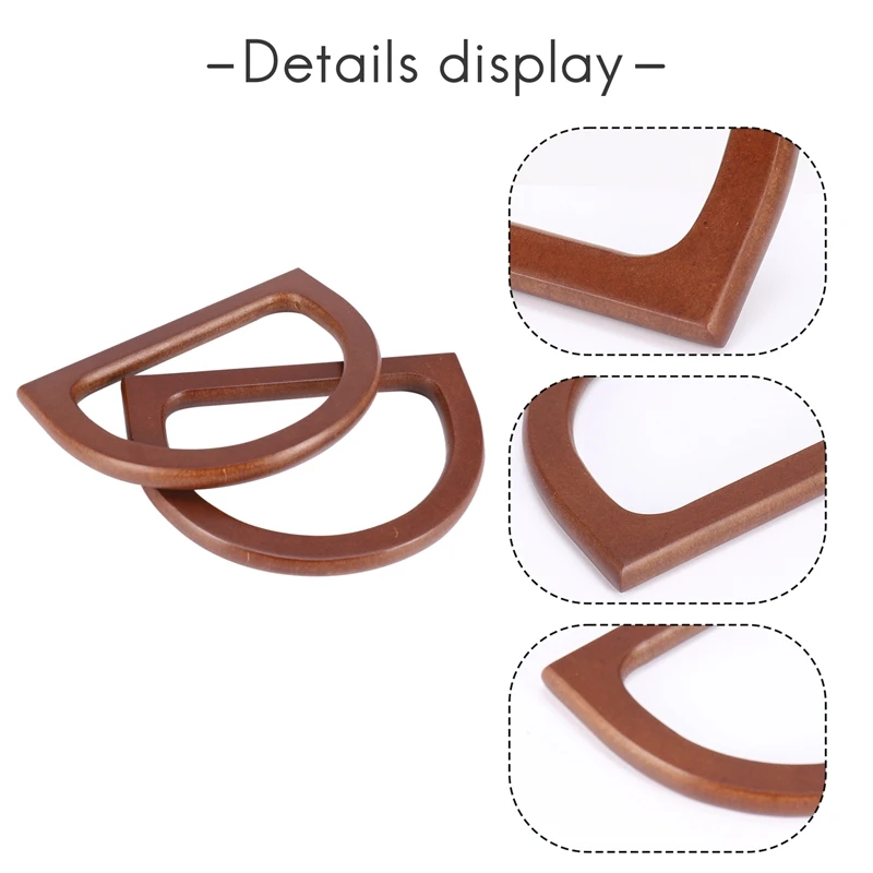 4PCS D-Shaped Wooden Purse Handles, Wood Replacement Handles For DIY Bag Purse Handbags Totes Clutch Making