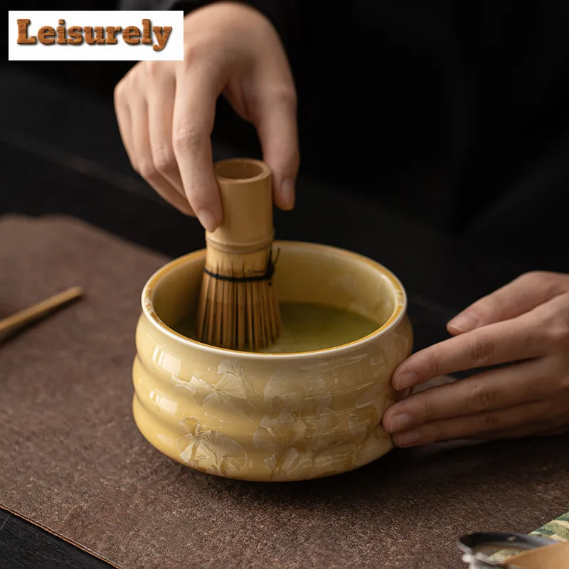 Kiln Change Crystal Glaze Ice Flower Tea Set Complete Set Japanese Matcha Set Kit Matcha Cup Matcha Tool Set Kitchen Supplies