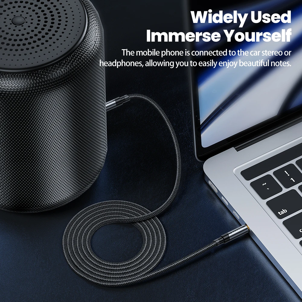 Toocki-aux Cabo Speaker Fio para Computador Adaptador de Auscultadores Samsung Xiaomi Laptop Hifi Qualidade de Som Cabo 3.5 mm - Image 5