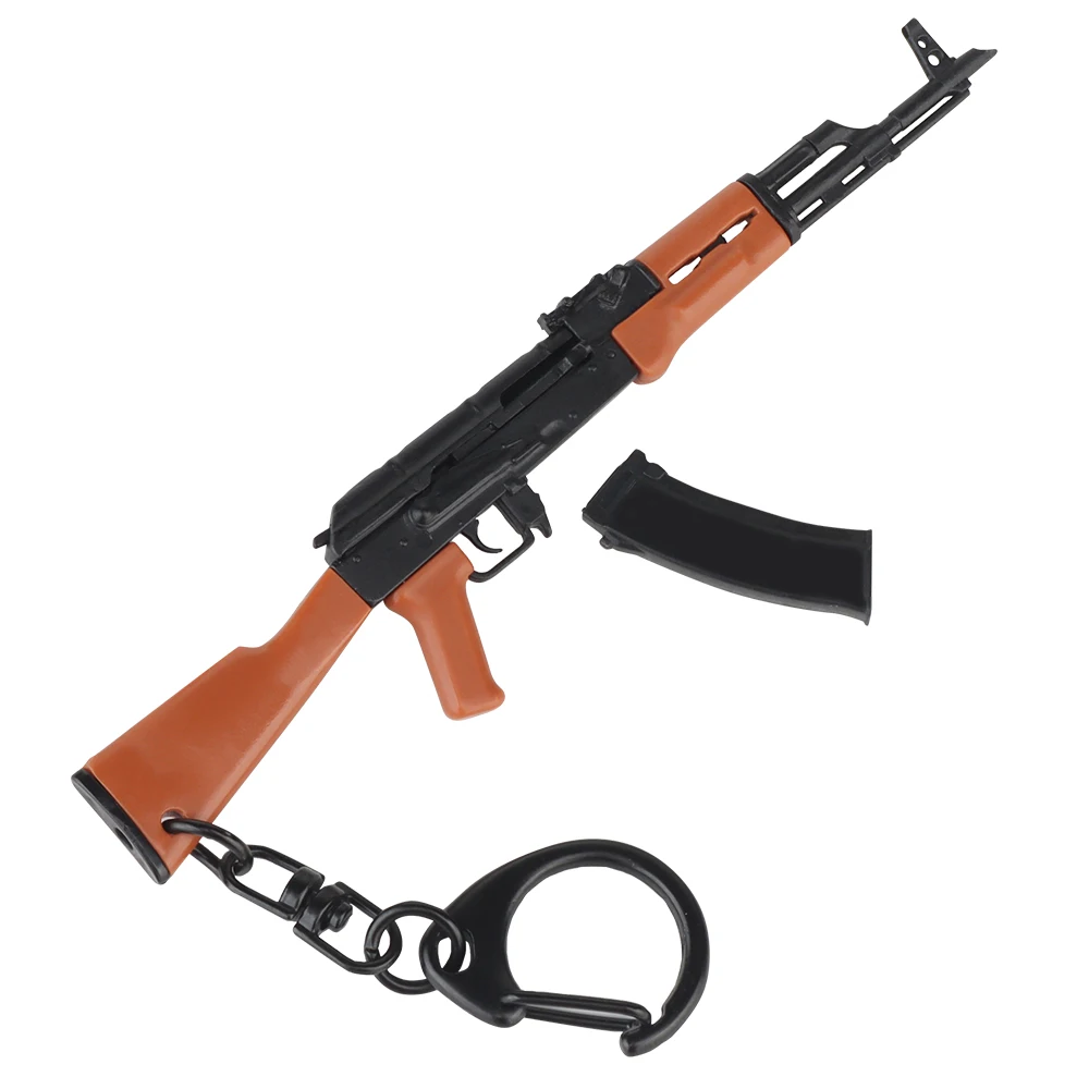 AK47 Mini Rifle Gun Keychain 1:9 Miniature Toy Gun Keyring Shape Pistol Pendant Ornament Gift for Army Fan Collection 2