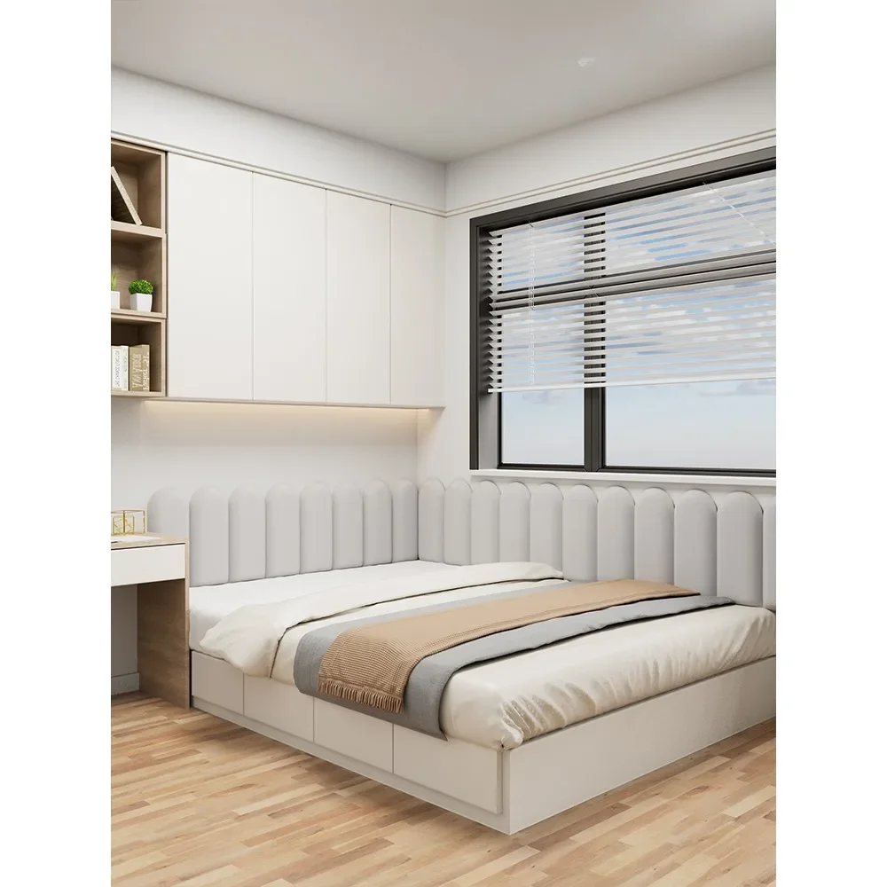 Children's Room Headboard for Bed Tatami Soft Bag Fabric Anti-collision Wall Board Self-adhesive Stickers ראש מיטה