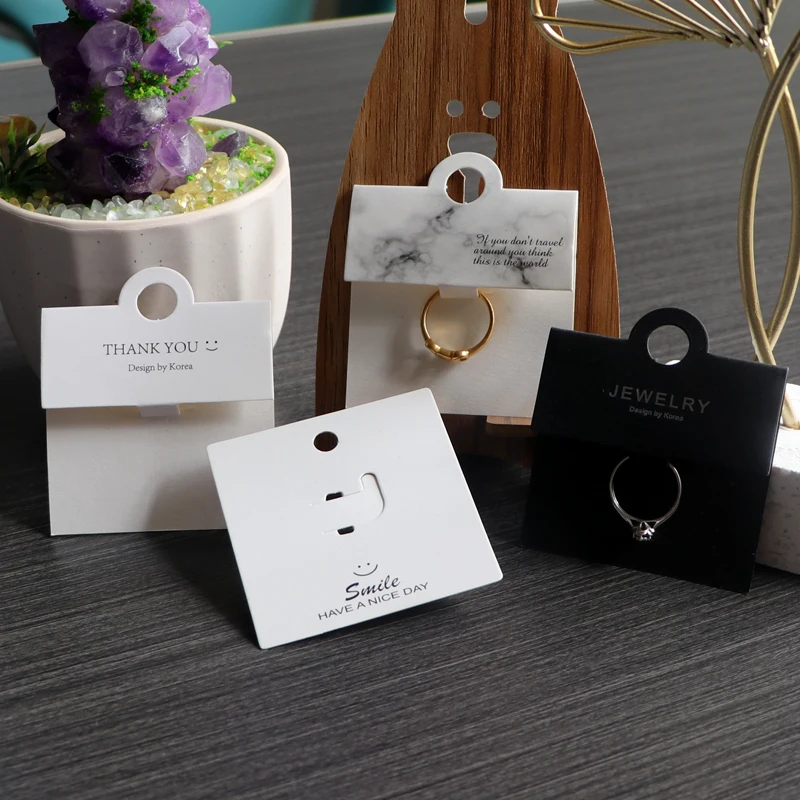 Wholesale 100Pcs/Lot Rectangle Finger Ring Card 6x6cm White Hoop Buckle Spherical Rings Packaging Display Cards Hang Tags | Украшения и