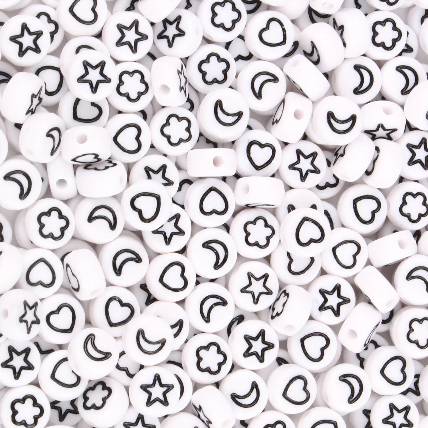 thumbnail image 1 of 100/200/300/500PC Cuentas acrílicas con letras blancas mixtas Cuentas planas redondas del alfabeto para hacer joyas Pulseras y collares hechos a mano, 1 of 5