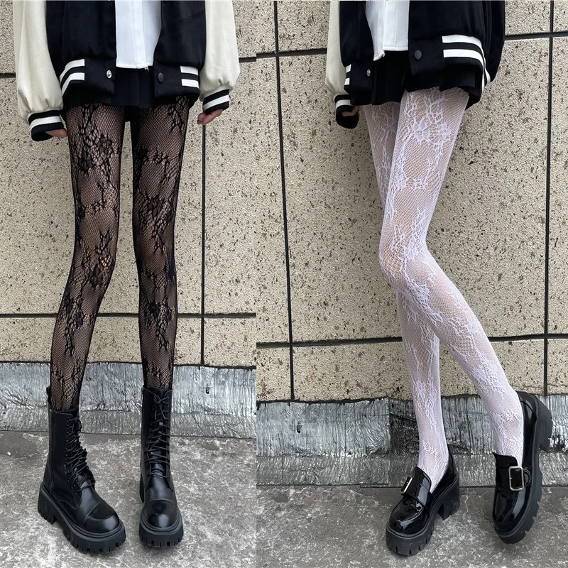 여성용 섹시한 할로우 양말, 고급 낚시 그물 스타킹, 나일론 탄성 슬림 핏 호스, 블랙 화이트, 2024 패션