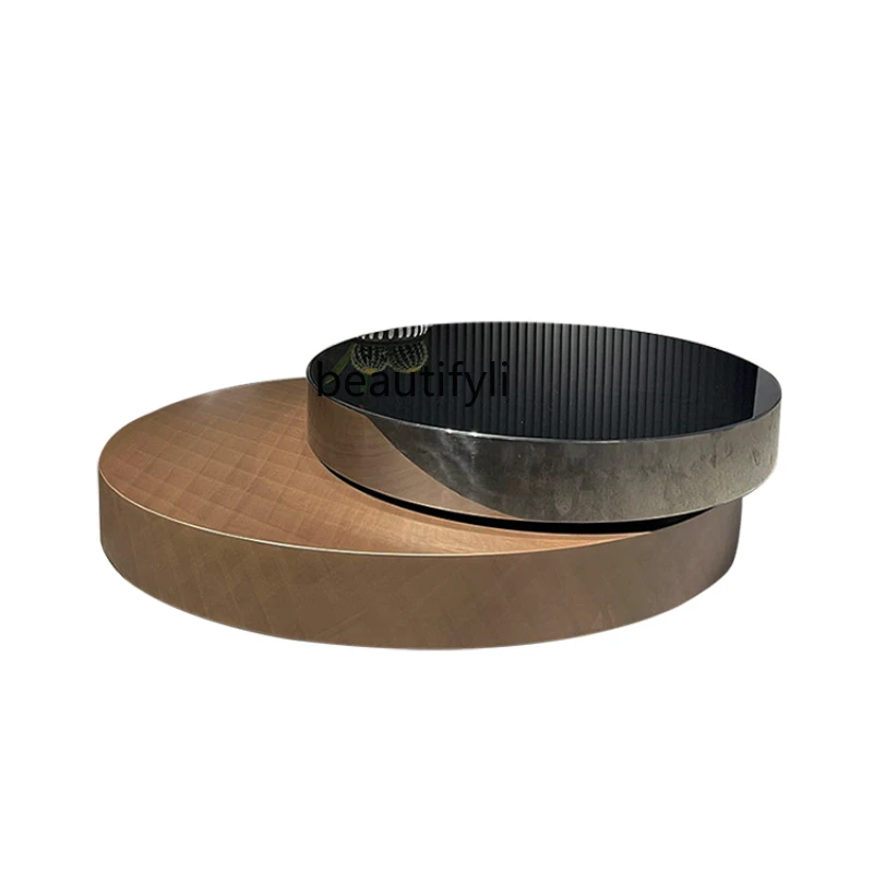 

Роскошный вращающийся чайный столик, современный простой выдвижной круглый столик из нержавеющей стали для гостиной маленькой квартиры