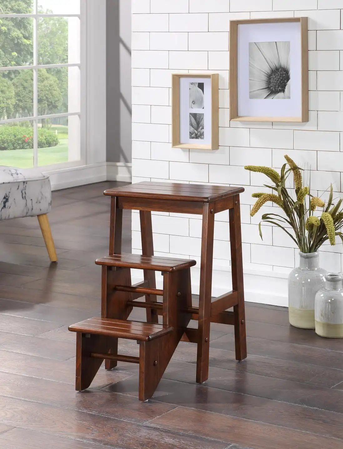 

24in. Folding 3-Step Wood Stool-Cappuccino Finish bar stools chairs stool chair counter stool