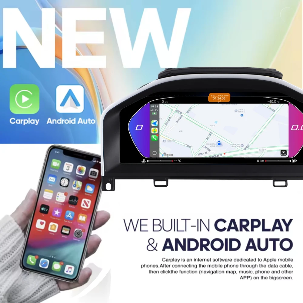 볼보 XC60 2015-2017용 대시보드 디스플레이, 주행거리계, 속도계, 가상 조종석, 디지털 계기판, CarPlay, 안드로이드 오토