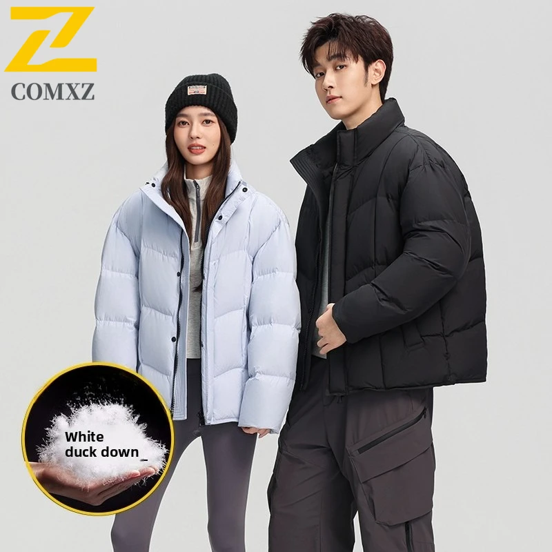 COMXZ High Quality Winter Jacket Stand Collar Solid Color Warm Ski Padded Jacket Streetwear Thick Quilted Jacket Men's Clothing