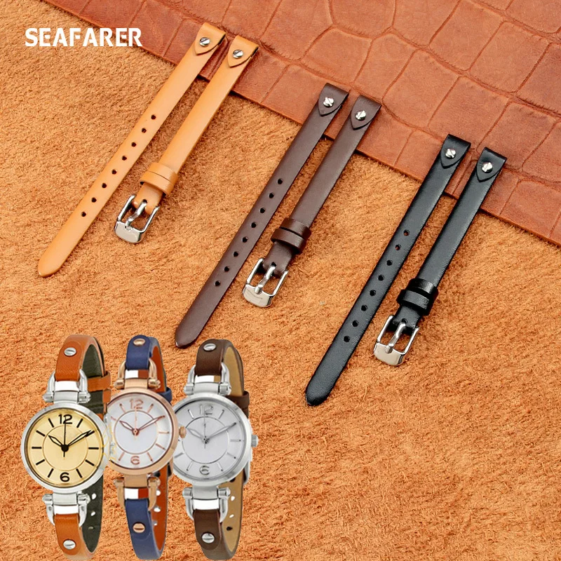 High-Quality Genuine Leather 8mm Women's Watch Strap Bracelet