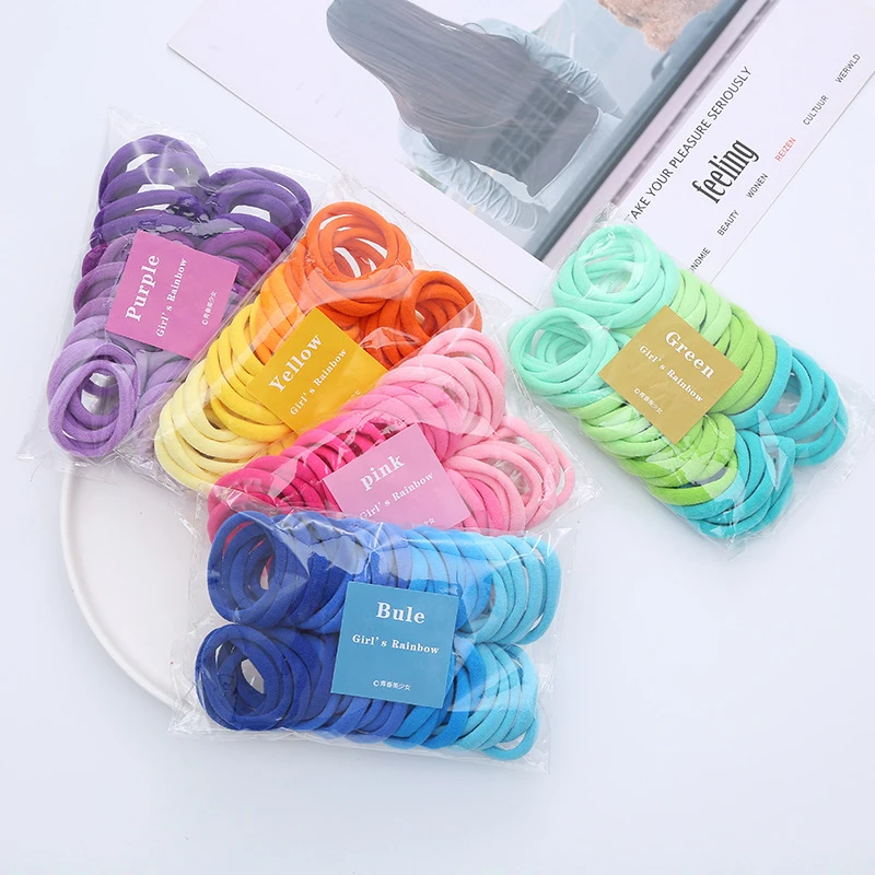 

50Pcs/Set Women Girls 4.5CM Colorful Nylon Elastic Hair Bands Ponytail Holder Rubber Bands Scrunchie Headwear Hair Accessories