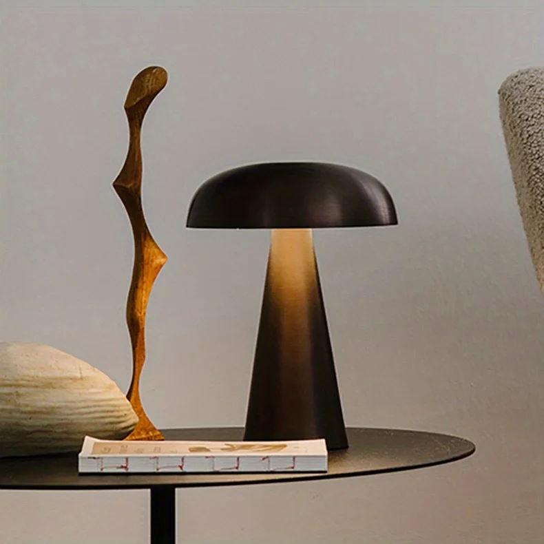 Mushroom Table Lamp 3 Color Adjustable Brightness Cordless Lamp Rechargeable Mushroom Decor Night Light Bedside Lamp Touch Lamp