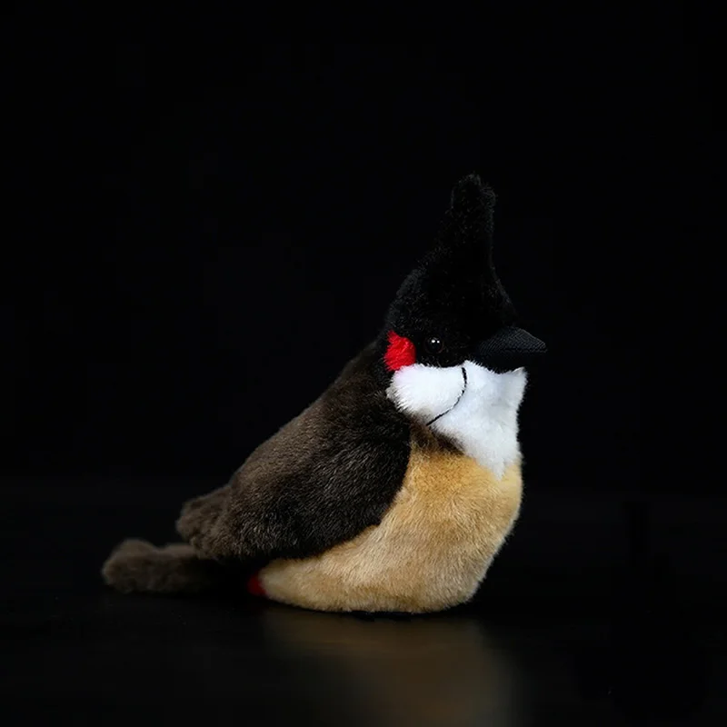 

17CM High Realistic Red-whiskered Bulbul Plush Toys Soft Perching Birds Stuffed Animals Doll Gifts For Children