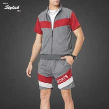 

2022 Summer Mens Tracksuit Zipper Sportswear 2 Piece Hip Hop Sets Sports Suit Short Sleeve + Shorts US Size Chandals Hombre