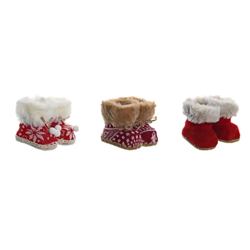 Colgante de botas de Navidad decorativas, colgante de felpa suave, forma de árbol de Navidad, botas de felpa/Tela